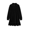 thumbnail image 6 of Sheghy Women Fall Collared Long Sleeve Shirt Dress Ruffle Hem Loose Fit, 6 of 6