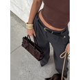 thumbnail image 2 of Women's Long Pants, Dress Pants, Commuter Outfit Women's Wide Leg Long Pants, Elegant Fashion Commuter Elegant Office Outfit, With Belt, Pocket Details, Autumn Outfit Brown Long Pants, 2 of 5