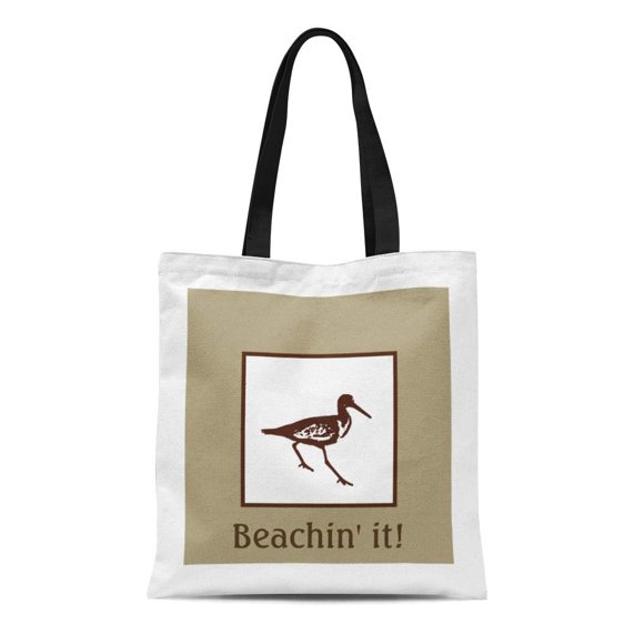 POGLIP Canvas Tote Bag Bird Sandpiper Beach Tote Ocean Shore Sea Reusable Handbag Shoulder Grocery Shopping Bags