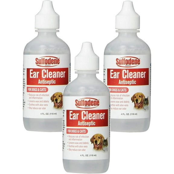 Sulfodene Brand Ear Cleaner for Dogs  Cats 4 oz. 3-Pack