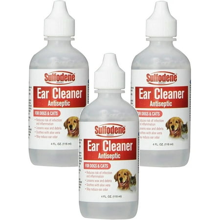 Sulfodene Brand Ear Cleaner for Dogs Cats 4 oz. 3-Pack
