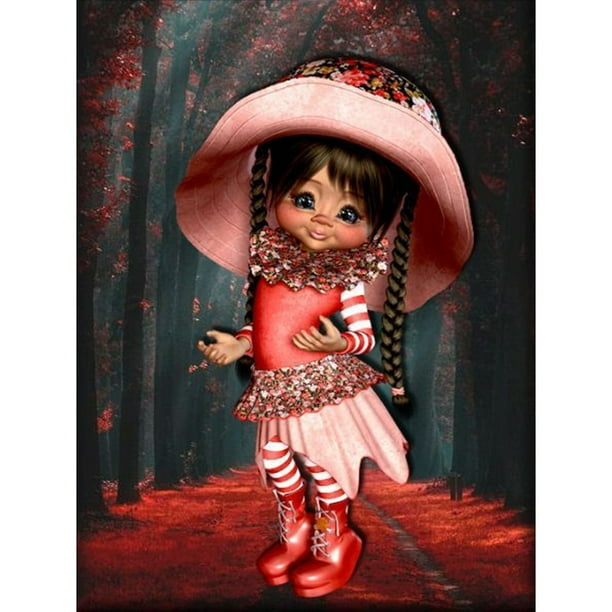Pintura de diamante 5D DIY taladro redondo completo chica de ojos grandes decoración del hogar 30x40cm