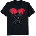 thumbnail image 2 of 100% Cotton Bigfoot In Love Heart Forest Design Unisex Funny Animal Valentine Gift T-Shirt, 2 of 5