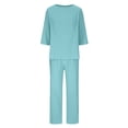 thumbnail image 5 of Women's Linen Two Piece Casual Set Breathable Loose Home and Outfit, 5 of 7