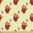 thumbnail image 1 of Circus Fabric by the Yard Upholstery, Funny Monkey in Show Clothes Holding a Violet Toned Balloon Repetition, Decorative Fabric for DIY and Home Accents, 3 Yards, Pale Yellow Multicolor by Ambesonne, 1 of 4