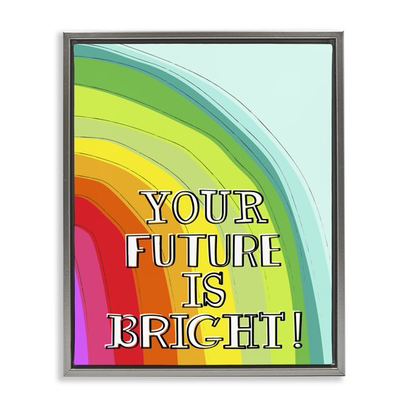 Stupell Industries Modern Future Is Bright Phrase Gray Floating Frame Canvas Art, 25 x 31, by Pragya Kothari