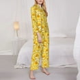 thumbnail image 3 of Honeii Cool Duck With Yellow Strip Print Women's Pajama Sets Long Sleeve Button Down Sleepwear Nightwear Soft Pjs Lounge Sets 2PCS-Large, 3 of 7