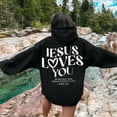 thumbnail image 3 of Jesus Loves You Hoodie for Teen Girls Christian Faith Sweatshirt Long Sleeve Jesus Hoodie Religious Sayings Pullover Hoodies Oversized Bible Verse Sweatshirts Black M, 3 of 6