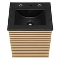 thumbnail image 6 of Wall Mount Sink Vanity Cabinet, Brown Oak Black, Wood, Mid Century Hotel Bedroom Bathroom, Modern Contemporary HB33665, 6 of 9