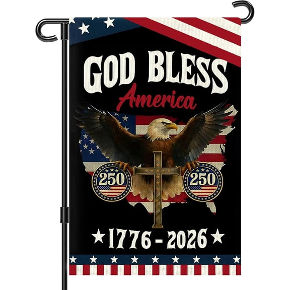 250th Anniversary Usa Flag 1776-2026 God Bless America Commemorative Patriotic Banner with Eagle Design 4th of July, 250 Years America Double-Sided Garden Flag 12 x 18 Inch