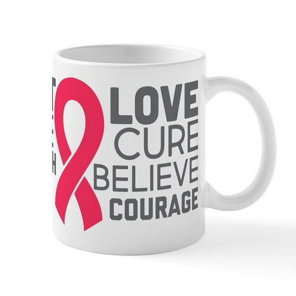 CafePress - Fight Hope Strength Faith Love - 11 oz Ceramic Mug - Novelty Coffee Tea Cup