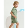 thumbnail image 3 of Hotiary 1-5T Toddler Baby Boys 2 Pieces Cotton Linen Set Short Sleeve Button Down Shirt and Shorts Set Summer Outfits, 3 of 8