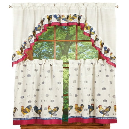 Rooster Complete 36 Inch Kitchen Curtain Set By United