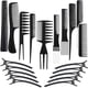 thumbnail image 1 of Juego de peines de plástico para el cabello, kit profesional para peinar el cabello, regalo de peluquería profesional, juego negro, juego portátil, accesorios para el cuidado del cabello,, 1 of 5