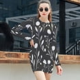 thumbnail image 3 of Elegant Grayscale Floral Pattern Women's Long Sleeve Bodycon Dress Soft Stretchy For Everyday Wear And Special Occasions, 3 of 6