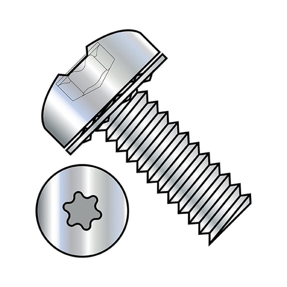 1/4"-20 x 3/8 in Torx Pan Machine Screw, Zinc Plated Steel, 1000 PK