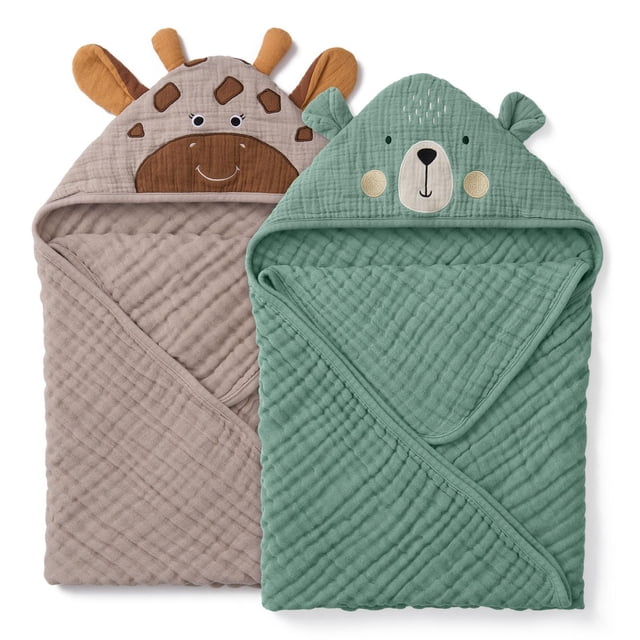 Toallas de Bebé con Capucha Blissful Diary, Paquete de 2, Muselina Suave 81 cm