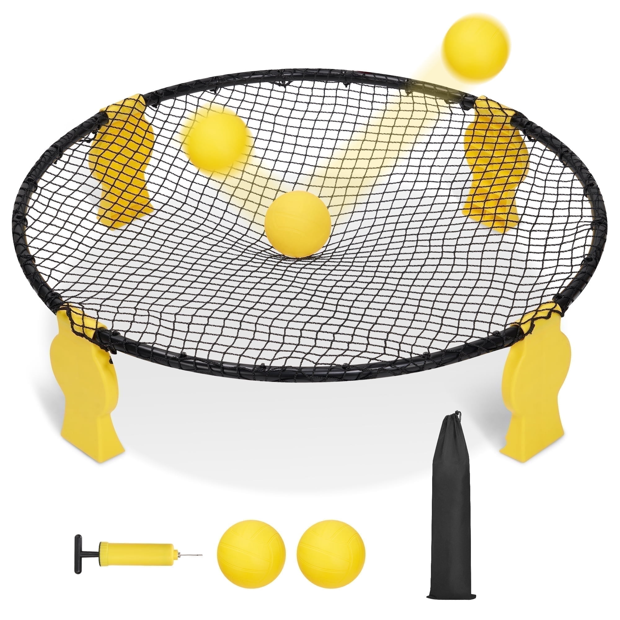 Naipo Outdoor Beach Ball Game set with 2 Balls and Net，Carrying Bag and Rules Roundnet Game Set for Adults and Family Perfect for Beach, Yard, Lawn, Backyard, and Park