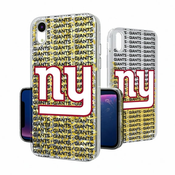 New York Giants iPhone Text Backdrop Design Glitter Case
