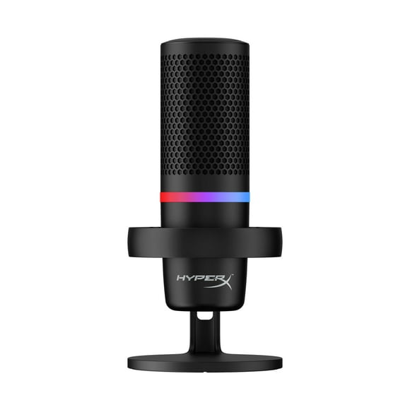 HyperX Microphone à Condensateur USB RGB pour PC, PS5, PS4, Mac, Montage sur Choc Profil Bas, Cardioïde, Omnidirectionnel, Filtre Pop, Contrôle du Gain, Gaming, Str