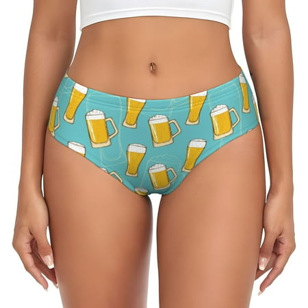 Womens Underwear - Beer print B No Show Seamless Underwear for Women  Soft Stretch Womens Panties  Hipster Ladies Panties Bikini Underwear Briefs