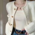 thumbnail image 2 of Elegante abrigo de suéter de mohair para mujer, cárdigan de punto de principios de otoño, parte superior exterior de alta calidad, 2 of 5
