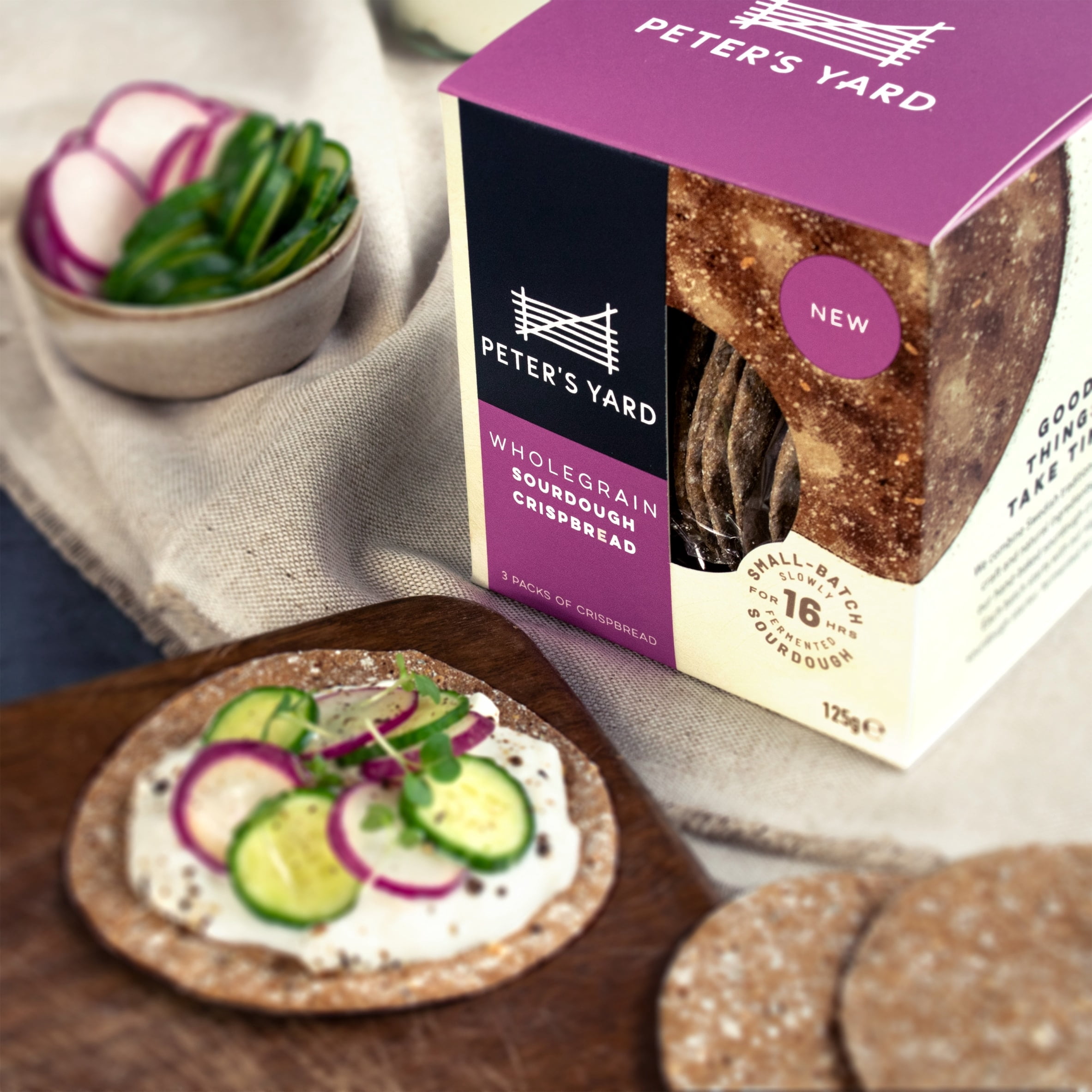 Peter's Yard Wholegrain Sourdough Crispbreads 125g, Imported from Britain