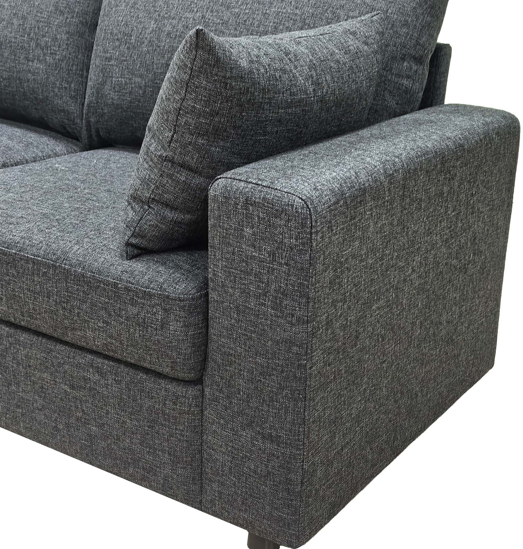 AENKYO 78" Modern Upholstered Sectional Sofa, Loveseat Couch with Deep Cushions and Pillows for Living Room，Dark Gray
