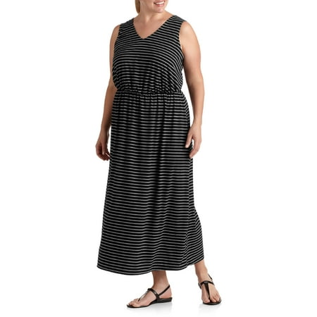 Faded Glory Women's Plus-Size Striped Maxi Dress - Walmart.com