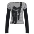 thumbnail image 6 of Telankuip Y2k Loose Fit Pullover Tshirts Crew Neck Long Sleeve Two Piece Harajuku Printed Punk Tees Casual Soft Comfortable Rock Emo Grunge Fall Going out Tops Grey S, 6 of 6