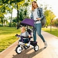 thumbnail image 2 of Qaba 6 in 1 Toddler Tricycle Stroller with Basket, Canopy, Purple, 2 of 9