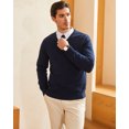 thumbnail image 6 of Kallspin Men's V Neck Sweater Cotton Relaxed Fit Long Sleeve Knit Lightweight Pullover(Navy Blue,3X-Large), 6 of 9