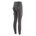 thumbnail image 7 of QLEICOM Womens Yoga Pants Capri Leggings Multi Pockets Stretchy Tight-fitting Sports Pants High-waist Quick-drying Running Hip Trousers Workout Leggings Tummy Control Leggings Gray S, 7 of 7