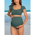 thumbnail image 3 of Ruffled V Neck Bikini Sets for Maternity Tie Back Two Piece Bath Suit Pregnancy Swimsuit, 3 of 5