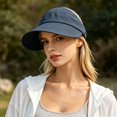 thumbnail image 2 of Sun Protective Outdoor Ladies Hat With Thin Brim Beach Sunshade Visor for Face Loop Hair Tie Hole Adjustable Summer Travel Cap, 2 of 5