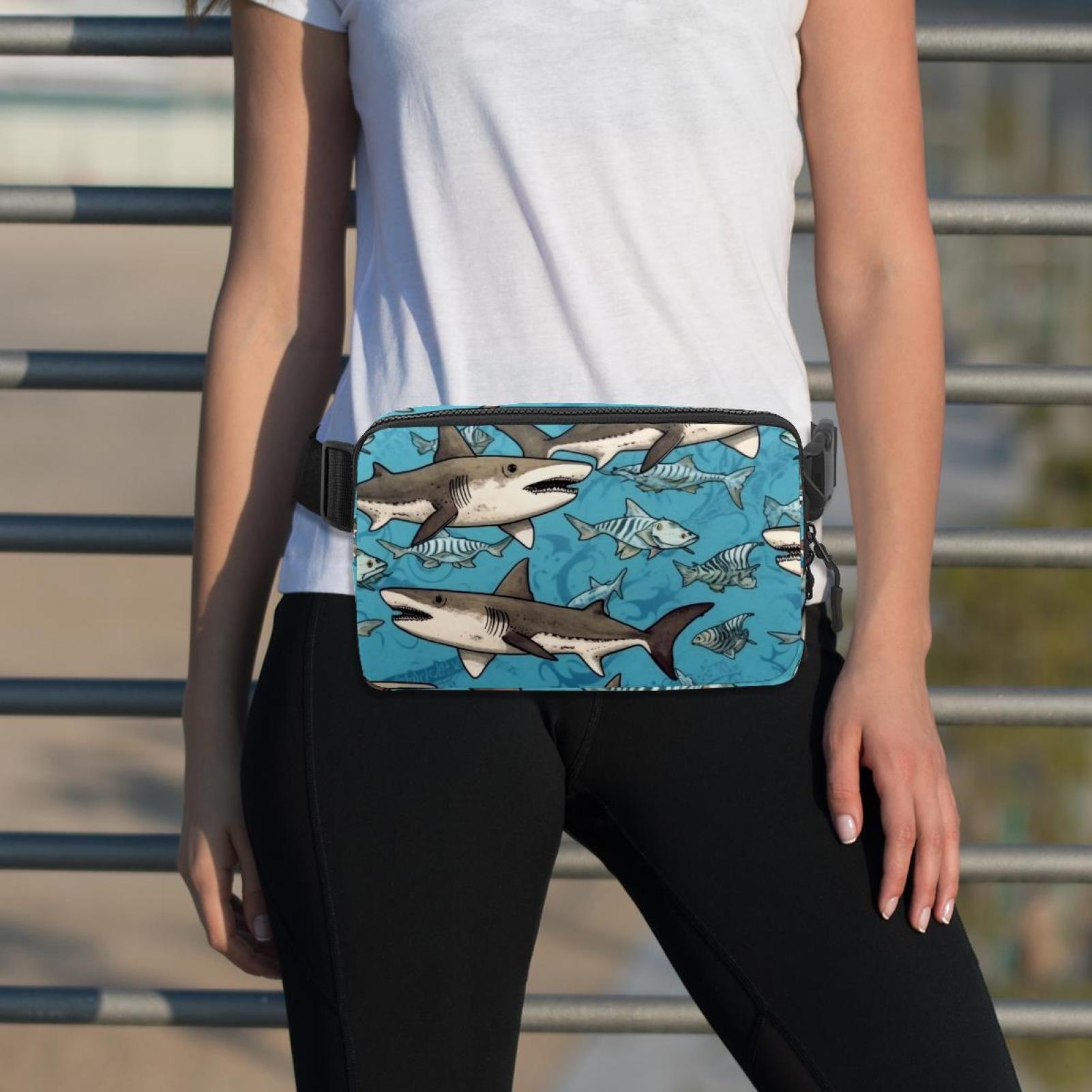 Shark Running Belt Money Belt Waist Bag Cross Body Bag Lightweight Adjustable Extension Strap Unisex Black Kindly Waterproof SportsOutdoor Hiking Cycling Travel Gym Workout Running Belt Bag²