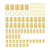 Unique Bargains Christmas 90 Hair Cuffs Dreadlock Hollow Dreadlock Hair Clips Gold Tone