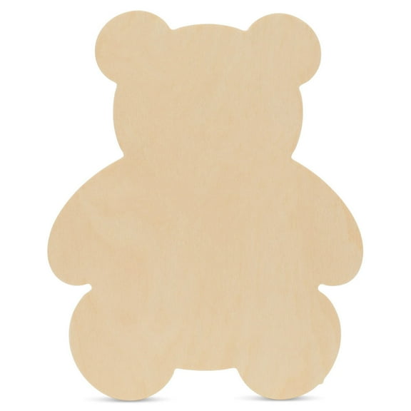Teddy Bear Cutouts 6-inch, Pack of 2 Unfinished Wood Crafts Blank, Small Wooden Shapes for Crafts & Party Decor, by Woodpeckers