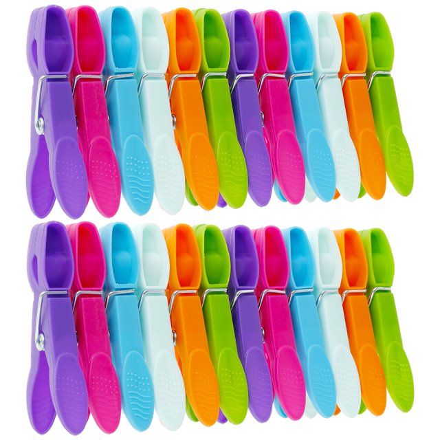 Pinzas De Ropa De Plástico 48 Piezas Para Línea De Lavado Pinzas De Lavado De Agarre Fuerte Pinza De Ropa Con Resorte De Acero Inoxidable Clavijas De Lavandería Para El Hogar Suaves Suministros A Prue Muyoka Hogar
