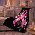 thumbnail image 6 of Breast Cancer Awareness Pink Ribbon Lilies, Cozy Friendship Quote Scene, Warm Flannel Blanket for Living Room and Reading Nook, Art Lovers Friendship Gift, Artistic Home Decor, 6 of 9