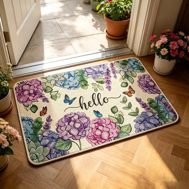 Welcome Doormat Collection, Front Door Mats for Indoor Outdoor Spring Summer Fall Patriotic Floral Entryway Rug Decor