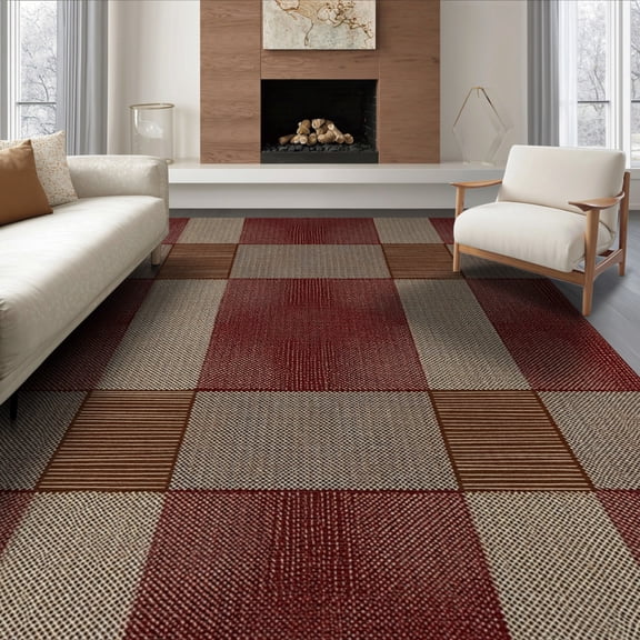 ODIKA 8'x10' Washable Area Rug Pile Shaped Contemporary Rectangular Panel Neutral Abstract Minimalist for King Size Bedroom Under Bed, Master Suite, Non-Shedding, Easy Care