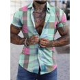 thumbnail image 1 of Chemise Décontractée à Manches Courtes à Carreaux Colorés pour Hommes Été, 1 of 5