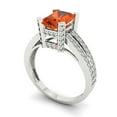 thumbnail image 2 of Clara Pucci 14K White Gold Solid Gold Red Solitaire with Accents Anniversary Ring for Women - 2.35 cttw Emerald Cut, 2 of 8