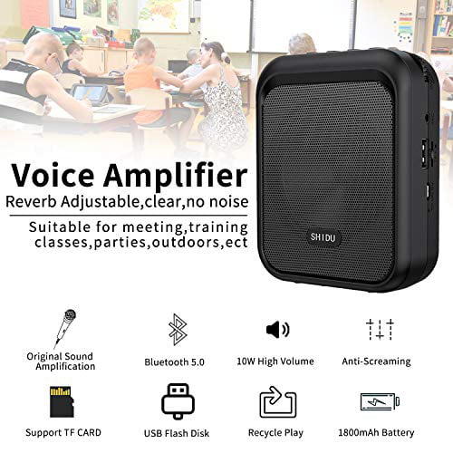 Meeting,Classroom Tour Guide,Yoga Mini Bluetooth Pa Speaker,16W 2200mAh Rechargeable Personal Amplifier for Teachers SHIDU Portable Voice Amplifier with Wired Microphone Headset Training 