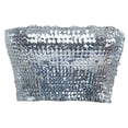 thumbnail image 1 of Womens Shiny Sequin Party Cropped Strapless Bandeau Stretch Tube Top, 1 of 1