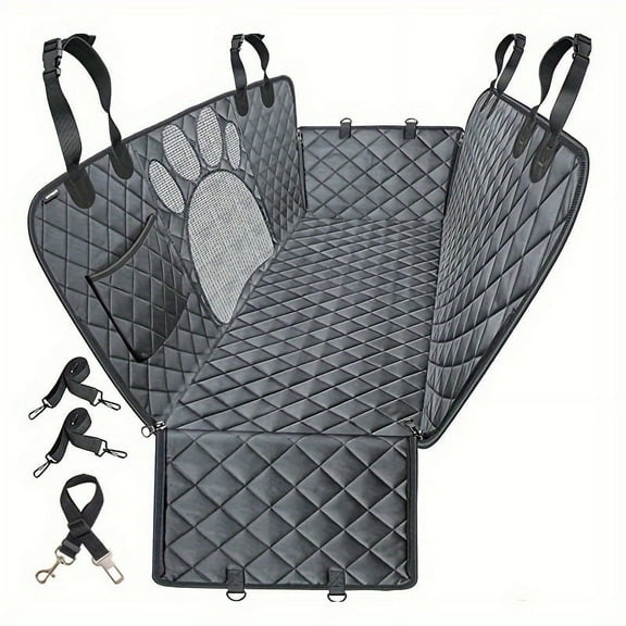 Dog Seat Cover Hammock - Heavy Duty, Scratch/Waterproof, Anti-Slip, Open Net for Cars, Trucks, SUVs & Trunk