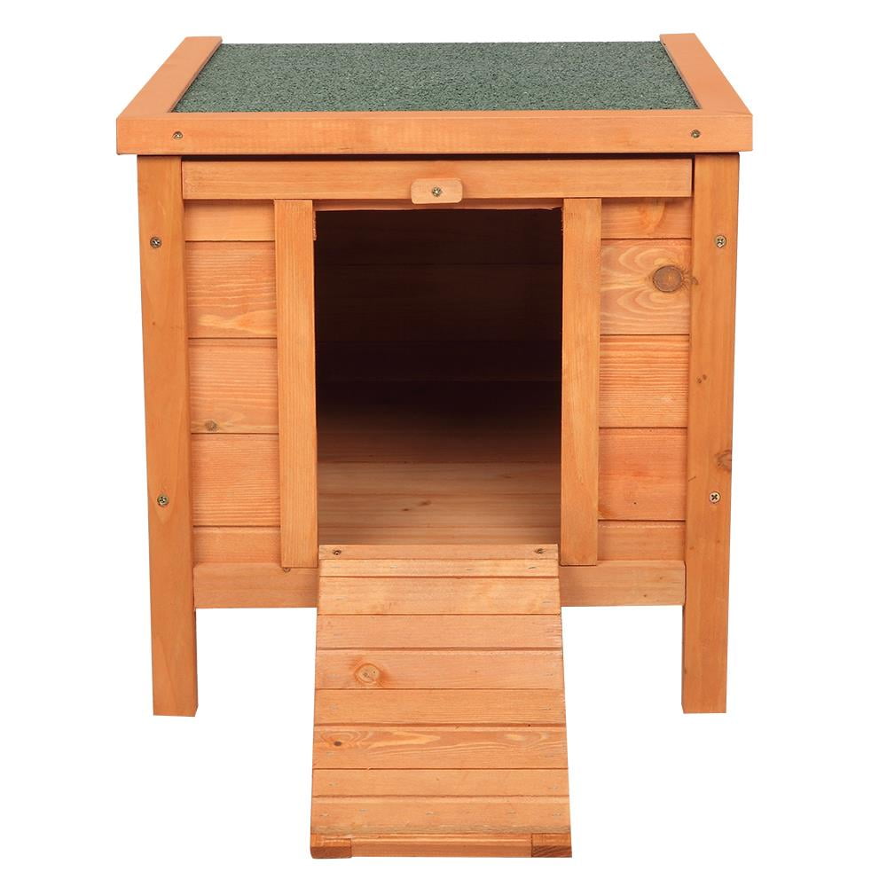 GoDecor 17in Cute Wooden Cat House Rabbit Hutch Chicken Coop Small Cage Outdoor Pet Cage Shelter Feral Cat House