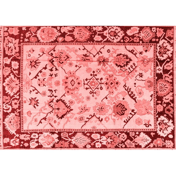 Ahgly Company Machine Washable Indoor Rectangle Abstract Red Modern Area Rugs, 8' x 12'