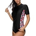 thumbnail image 3 of Alove Women's Rash Guard Floral Short Sleeve Swimwear UPF 50+ Swim Shirt, 3 of 5